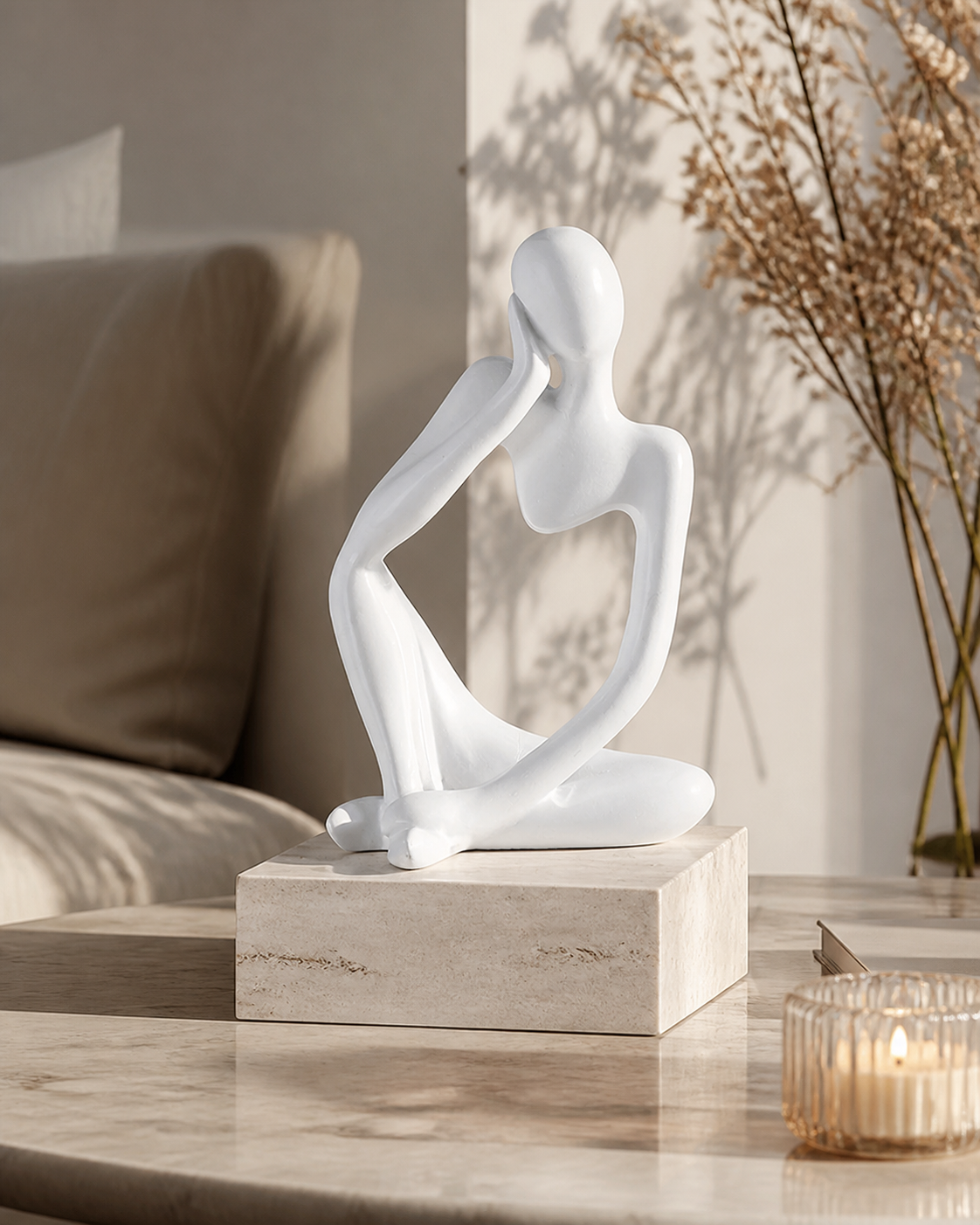 Stille Gedachten | Abstract Beeldje | Moderne Rust | Stijlvolle Woondecoratie