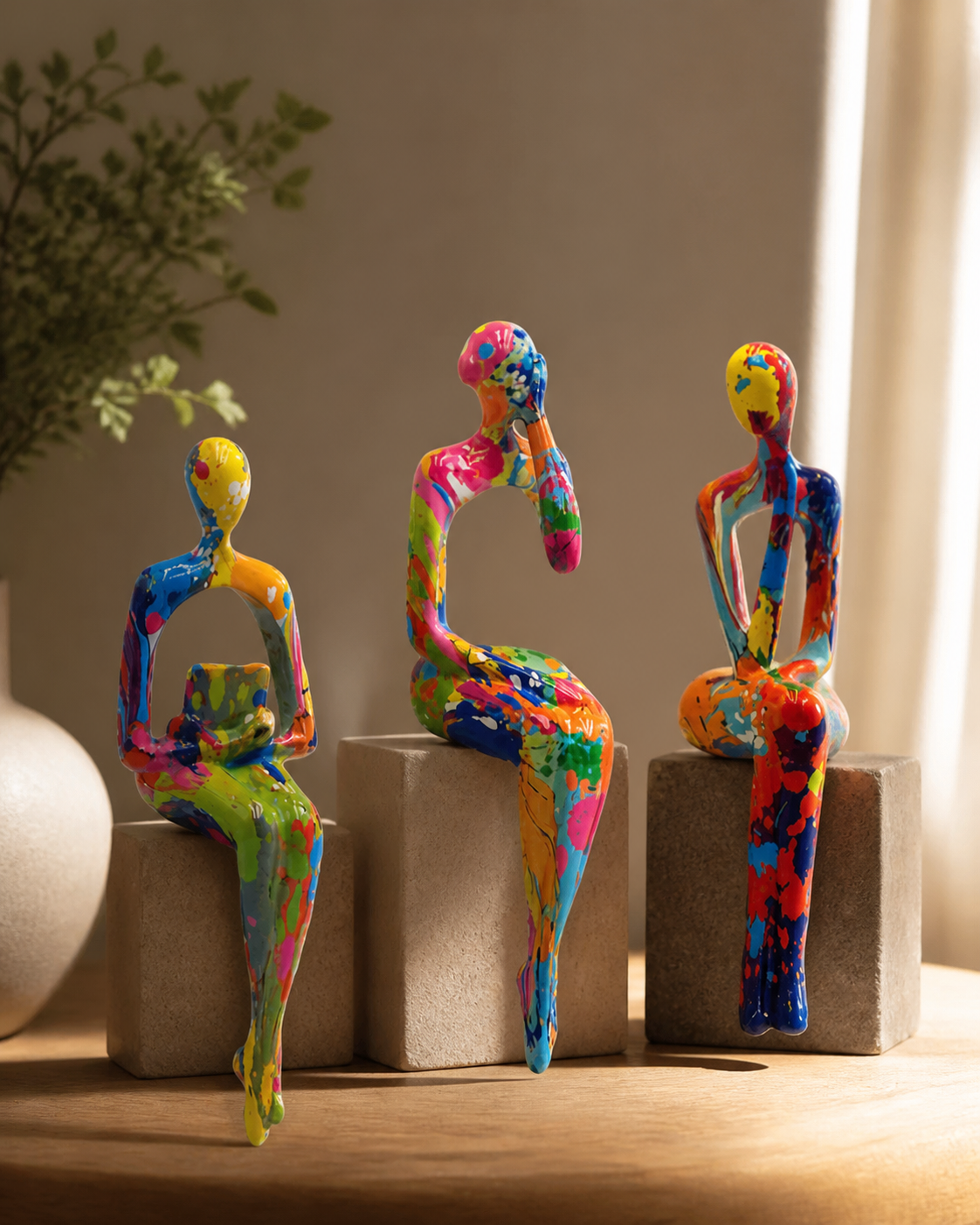Kleurrijk Karakter | Abstracte Beeldjes Set | Moderne Kunst | Unieke Woondecoratie