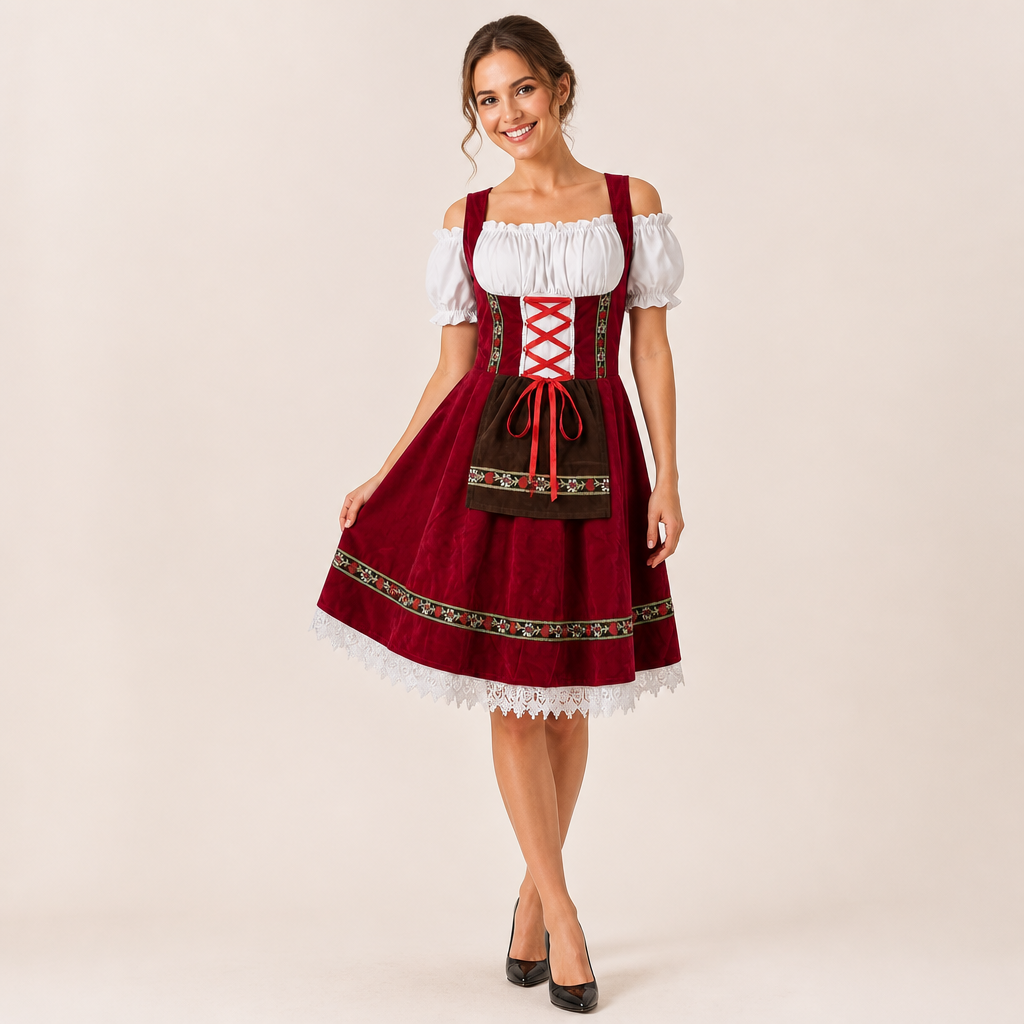 Dames Oktoberfest Dirndl Jurk - FestBrau - Traditionele Beierse Stijl en Elegante Pasvorm