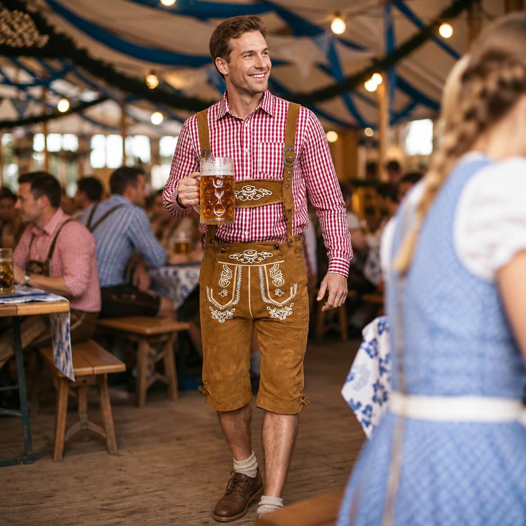 Heren Oktoberfest Overall - FestBrau - Geborduurd Patroon, Traditioneel en Comfortabel