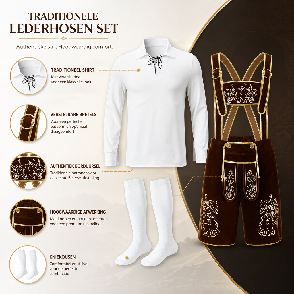 Heren Oktoberfest Kostuum - FestBrau - 3-Delige Set, Traditioneel en Comfortabel