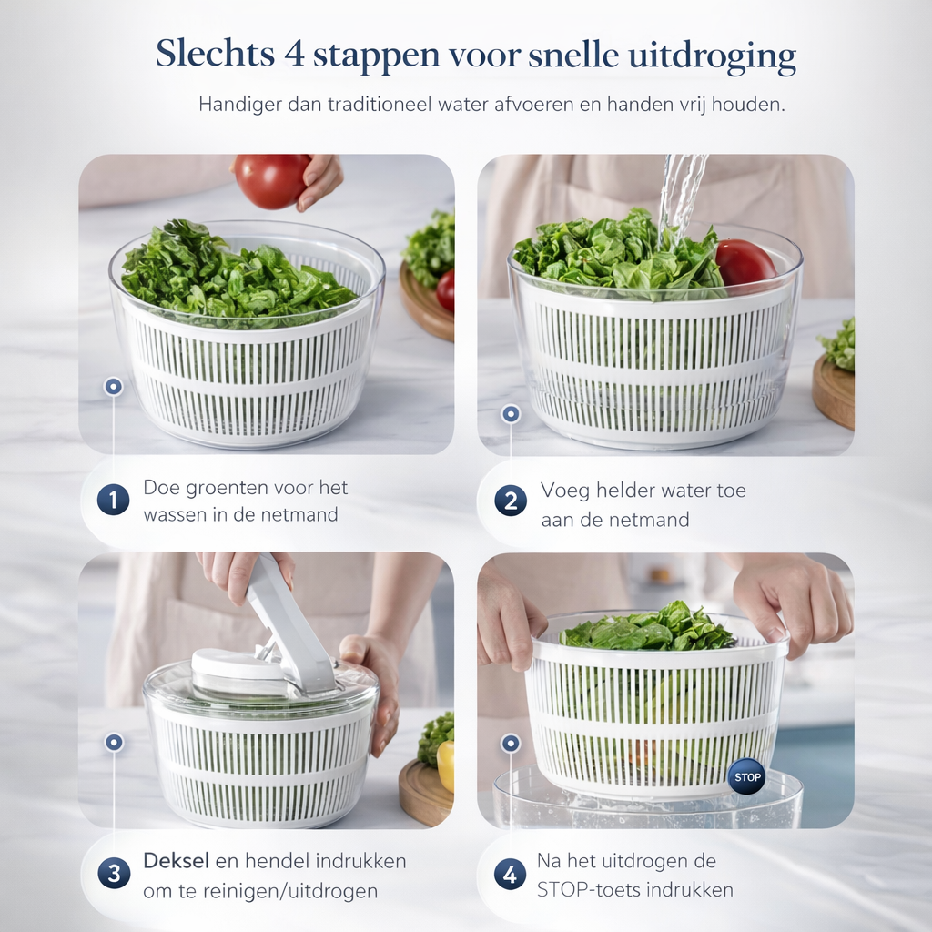 Salade Spinner 3L Groente Droger | Droog Groenten in Seconden