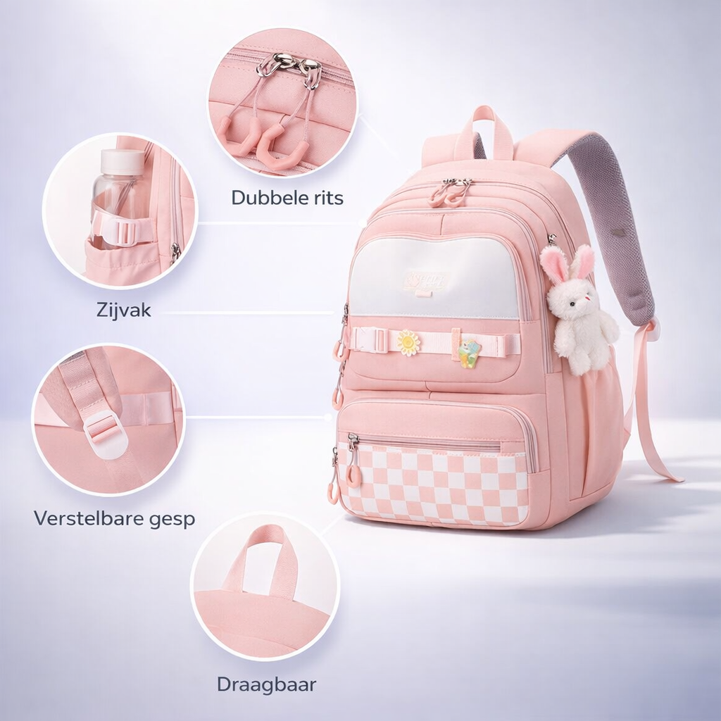 Schoolrugzak Laptopvak | Extra ruim & sterk | schooltas tiener zwart