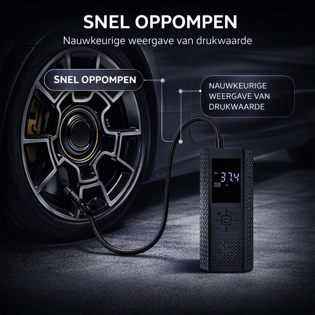 Luchtcompressor 150PSI | Supersnel oppompen | bandenpomp elektrisch