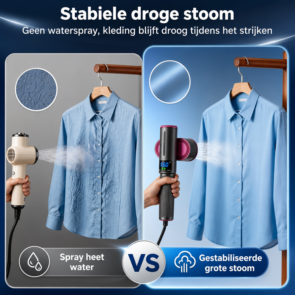 SteamGo | Mini kledingstomer | Draagbare Mini Kledingstomer – Handstoomstrijkijzer Snel Opwarmend voor Reizen en Thuis, Kreukvrij Textiel Stomen
