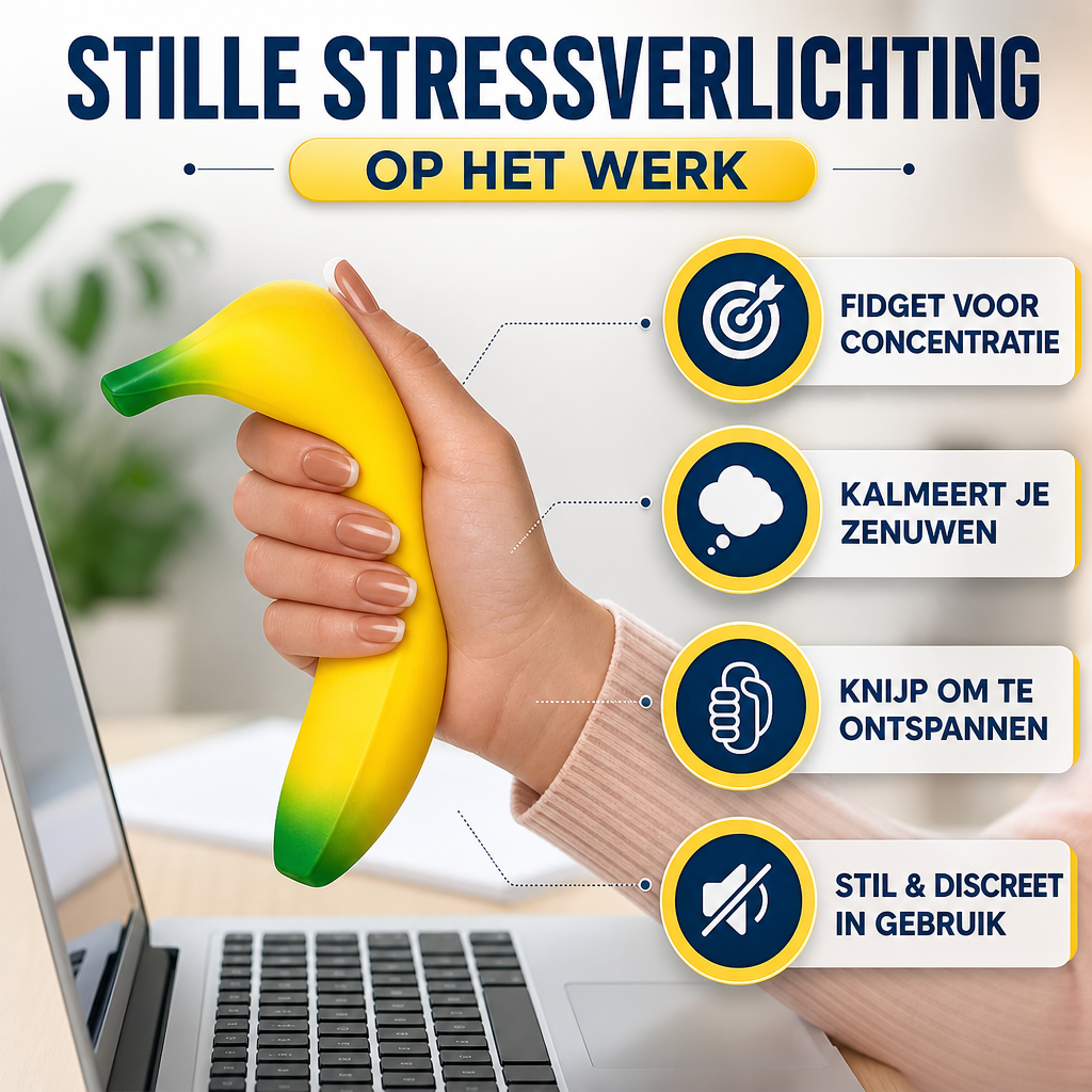 SquishyPal | Banaan squishy/fidget speeltje | Banaan Fidget Speelgoed Anti Stress – Ultrazachte Langzaam Terugverende Stressbal, Sensory Toy Grappig Cadeau Kinderen
