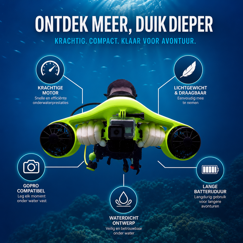 SeaDrive | Onderwaterscooter | Onderwaterscooter 252Wh Professioneel – Zwem en Duik Zeescooter 2x500W Turbo Motor, 70 Minuten Vaartijd, Watersport Accessoire