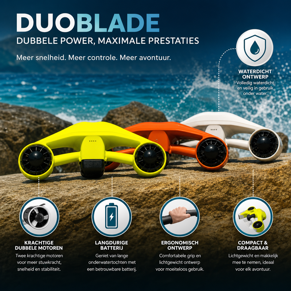 SeaDrive | Onderwaterscooter | Onderwaterscooter 252Wh Professioneel – Zwem en Duik Zeescooter 2x500W Turbo Motor, 70 Minuten Vaartijd, Watersport Accessoire