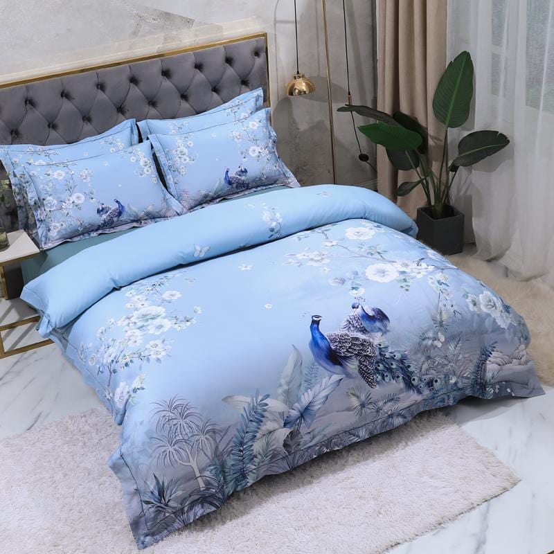 Blue Solaire Dekbedovertrek Set - Egyptisch Katoen | Luxe Egyptisch katoen - Verfrissende blauwe tint voor ultiem comfort