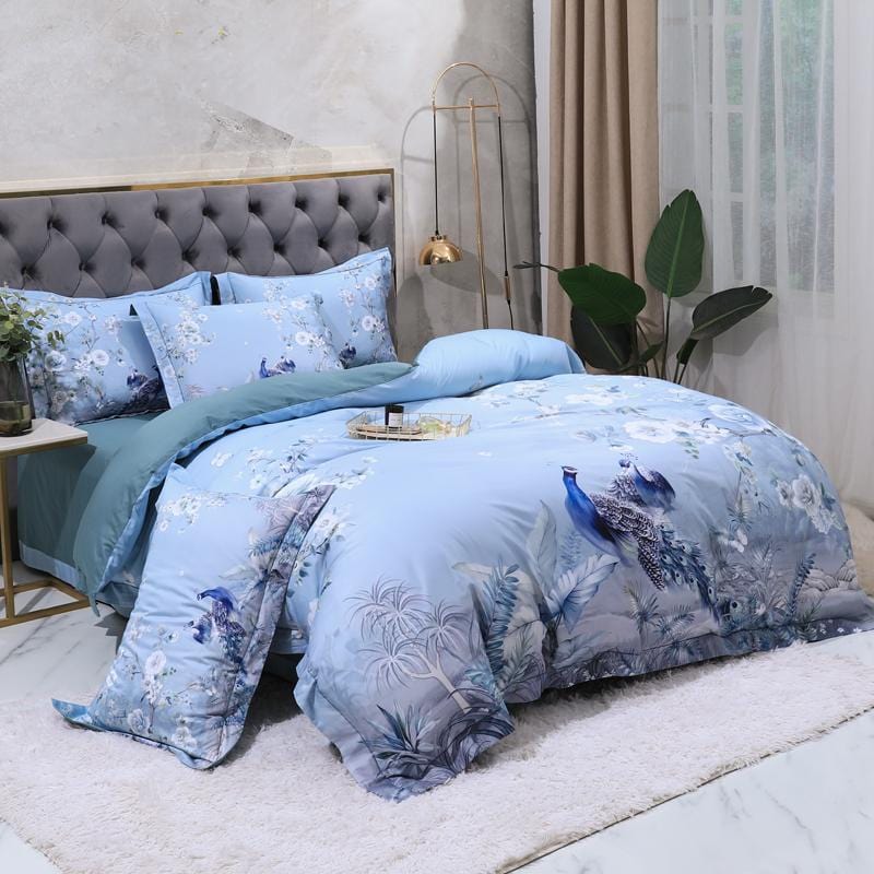 Blue Solaire Dekbedovertrek Set - Egyptisch Katoen | Luxe Egyptisch katoen - Verfrissende blauwe tint voor ultiem comfort