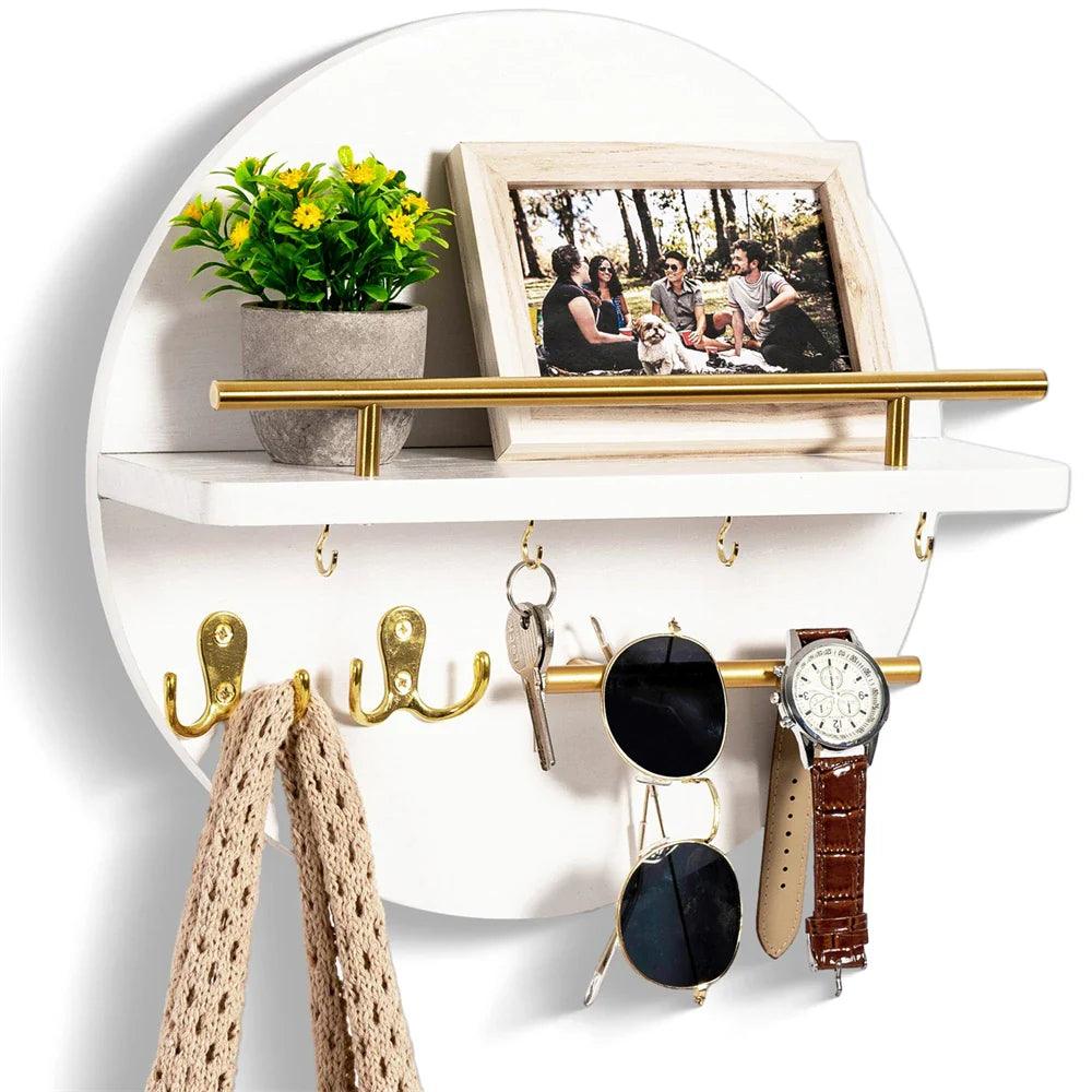 Ronde Houten Sleutelhouder – Milieuvriendelijke Wandorganizer voor Sleutels en Kleine Accessoires
