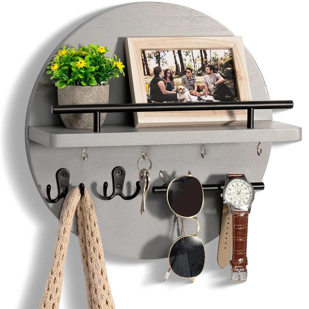 Ronde Houten Sleutelhouder – Milieuvriendelijke Wandorganizer voor Sleutels en Kleine Accessoires