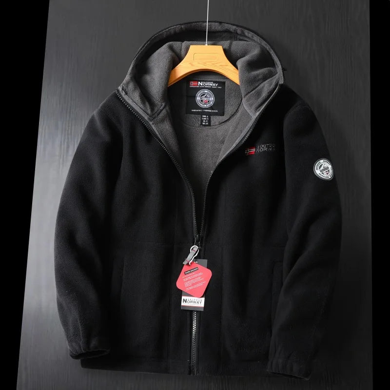 Visconte Heren Fleecejas – 2024 Thickened Wool Winterjack, Warme Modejas met Capuchon, Outdoor Ski & Cold-Weather Coat