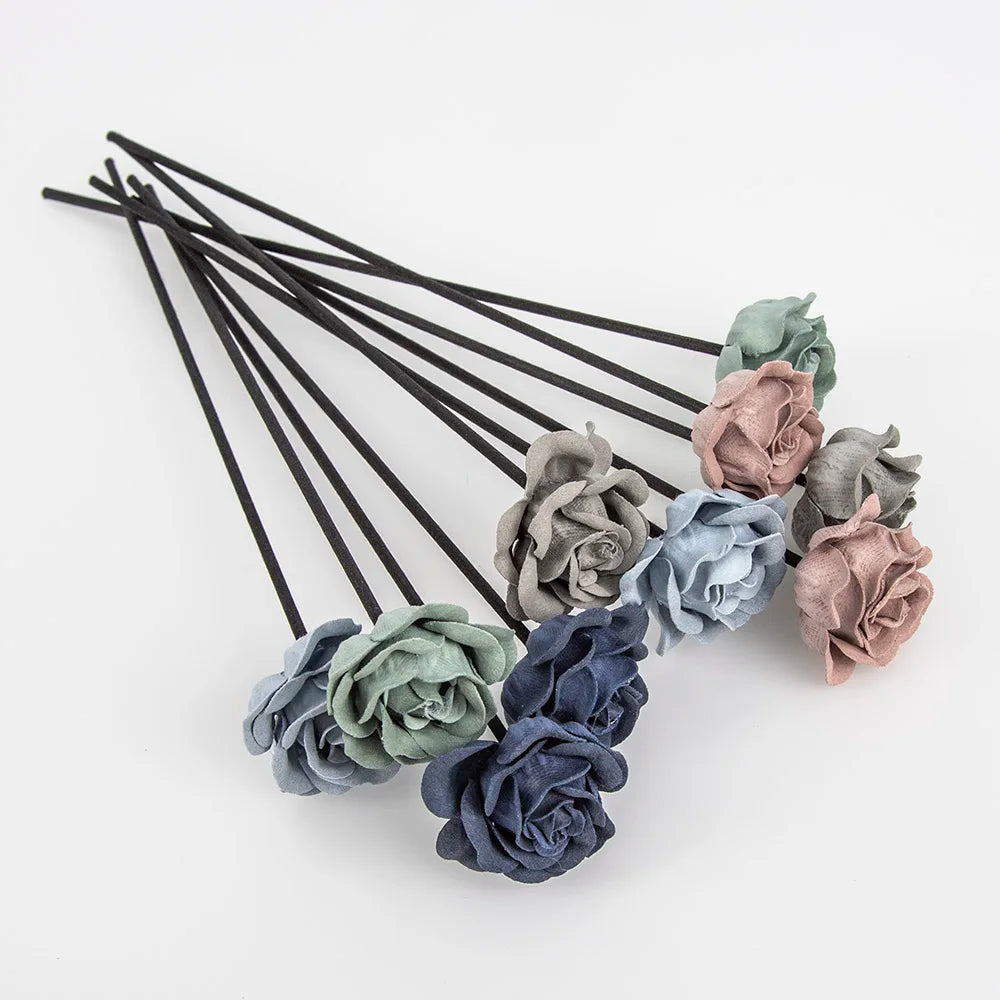 10x Fluwelen Bloemen Rattan Geurstokjes | Luxe Geurverspreiders | Sfeervolle Woondecoratie DIY