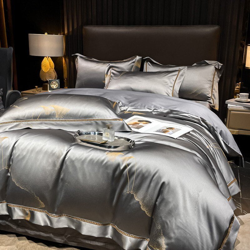 Golden Mist Duvet Cover Set - Egyptisch Katoen | Hoogwaardig Egyptisch katoen - Goudkleurige afwerking - Stijlvol en duurzaam voor alle seizoenen