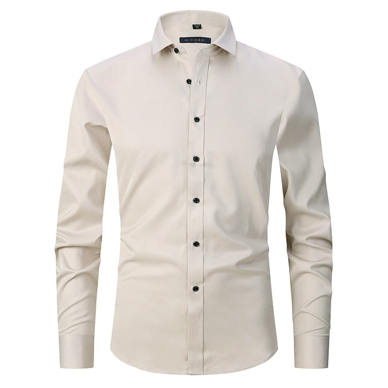 Ashford Heren Overhemd Slim Fit Anti-Kreuk - Strijkvrij Dress Shirt van Katoen, Bamboevezel en Stretch - Licht en Ademend, in 10 Kleuren