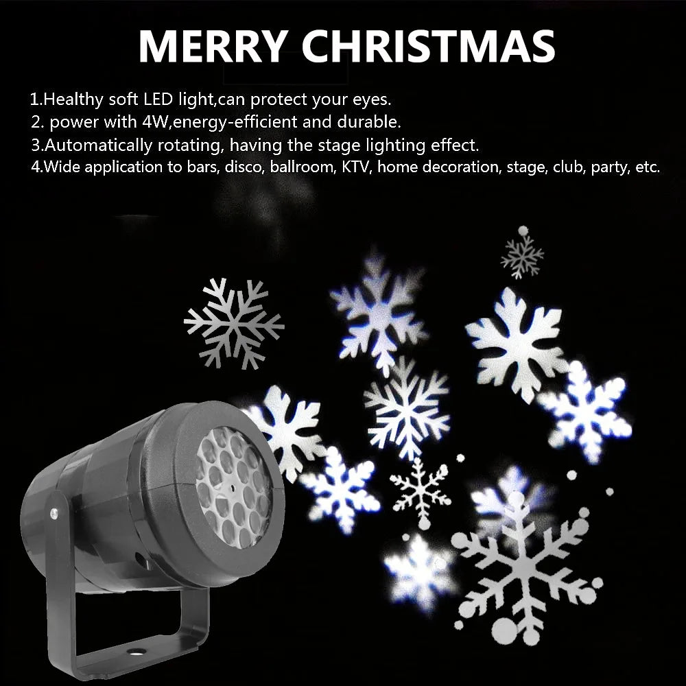 LED USB Sneeuwvlok Projector - Feestverlichting met Beeldprojectie voor Kerst en Nieuwjaarsfeest