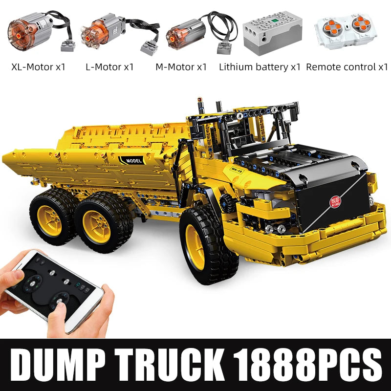 Dump Truck Bouwset - APP&RC Bestuurbaar - Sterk Technisch Design