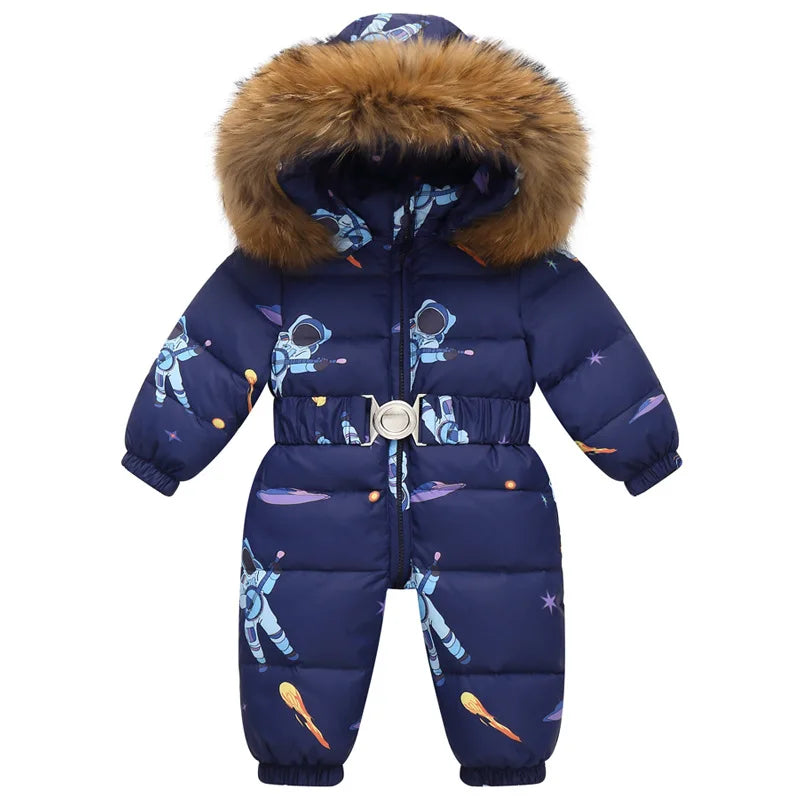 Winter Overall Niko | Waterproof snow suit with faux fur hood and belt for children
