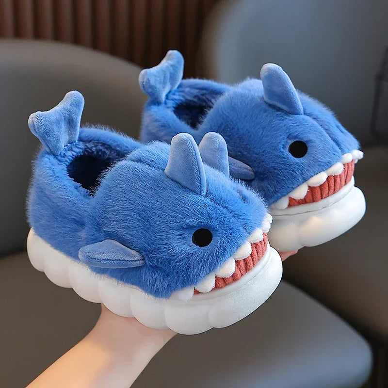 Cartoon Shark Pantoffels | Warme Huisschoenen Voor Jongens & Meisjes - Zachte Zool