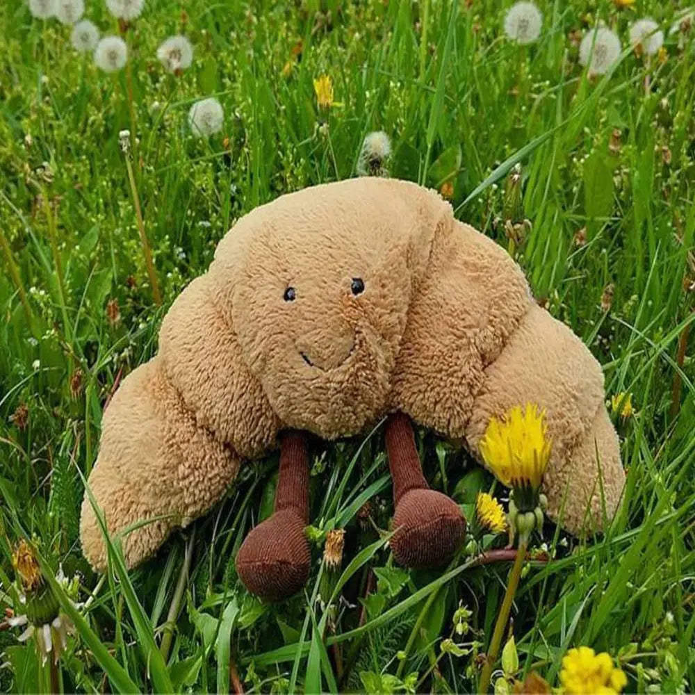 Cadeau Pop Croissant Knuffel | Lachend Brood Kussen | Schattige Pluchen Knuffelspeelgoed