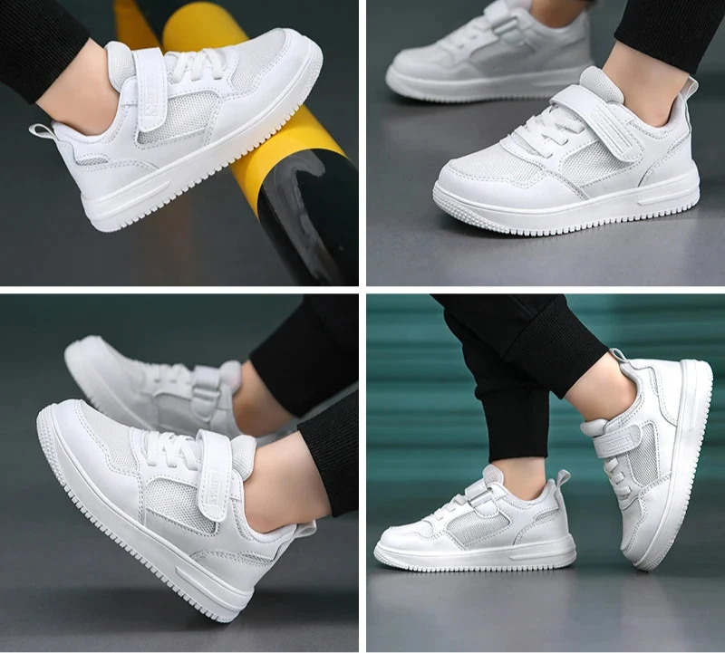 Casual Sneaker Jongens | Zwart Leren Wandelschoenen - Lichtgewicht & Antislip Sportschoenen