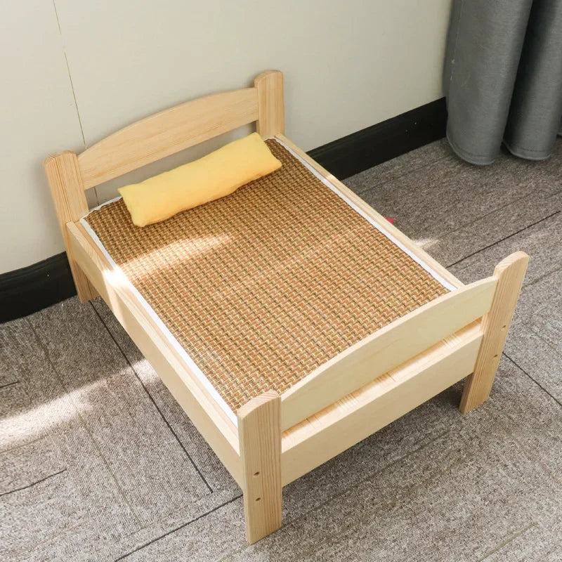 WoofWood | Houten hondenmand/kennel | Houten Hondenmand Vier Seizoenen – Waterdicht Handgemaakt Frame, Semi-Gesloten Kennel Hondenhuis voor Binnenshuis Gebruik
