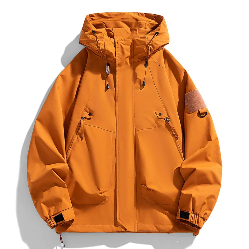 Visconte Heren Windbreaker – Waterdichte Cargo Hooded Jacket, Zwarte Outdoor Bomber, Lichtgewicht Softshell voor Hiking