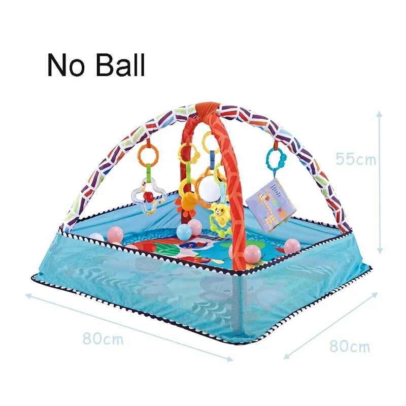 Baby Speelmat met Fitness Frame – Educatief & Zacht Canvas – CE-Gecertificeerd – Activiteitenmat voor Pasgeborenen & Peuters