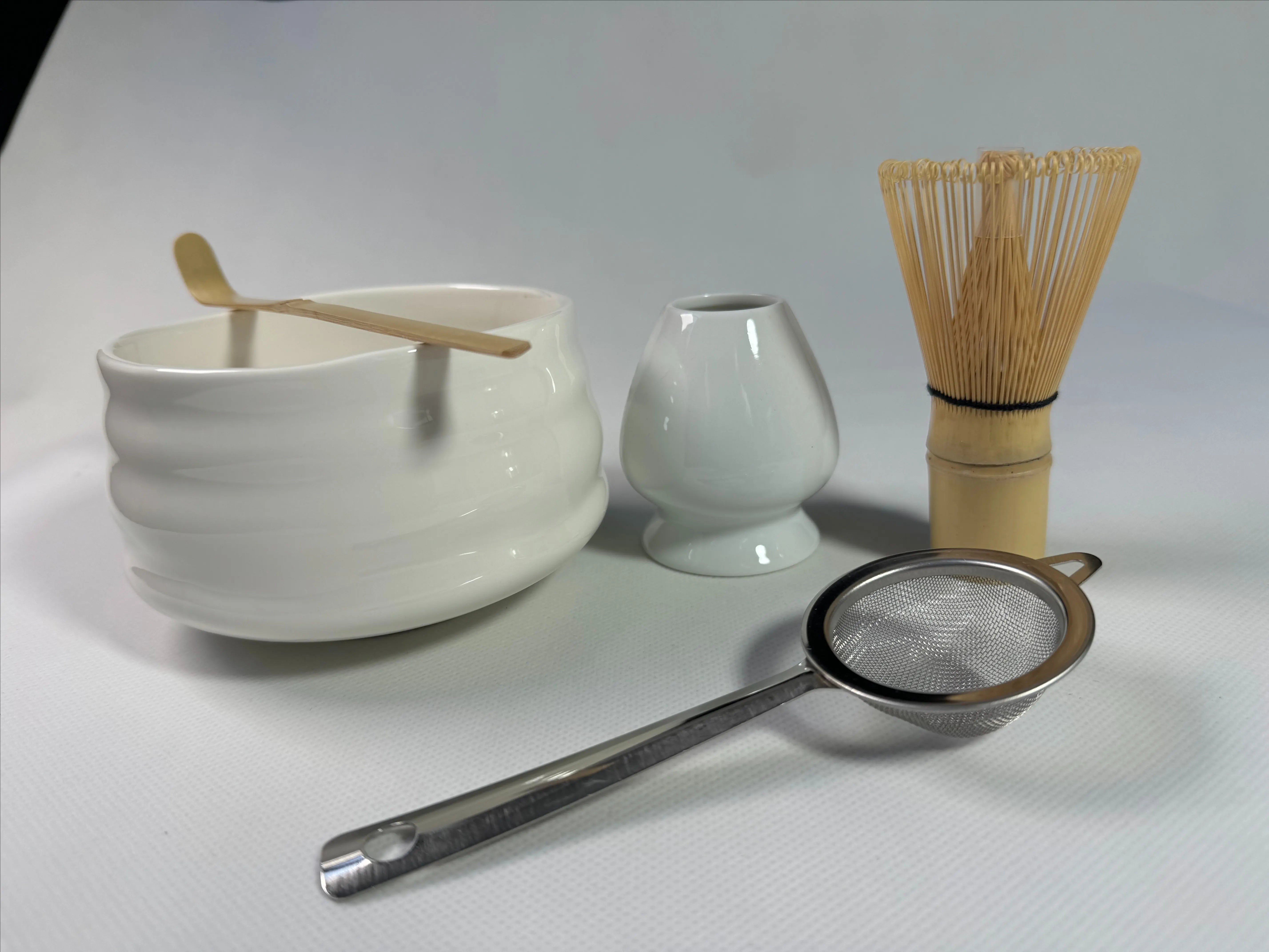 Japanse Matcha Thee Set – Bamboe Klopper, Kom, Schep & Houder – Traditioneel Ceremonieel Matcha Bereiden – Cadeauset