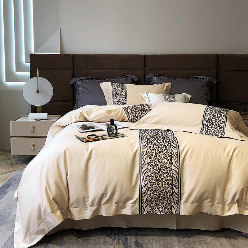 Leopard Grey Dekbedovertrekset - Egyptisch Katoen | Luxe Egyptisch katoen - Grijs met leopard design - Stijlvol en ademend voor dagelijks gebruik