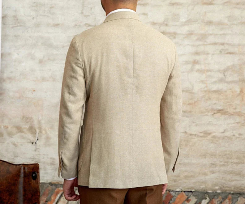 Slim fit cotton-linen blend jacket