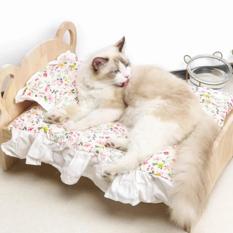 WoofWood | Houten hondenmand/kennel | Houten Hondenmand Vier Seizoenen – Waterdicht Handgemaakt Frame, Semi-Gesloten Kennel Hondenhuis voor Binnenshuis Gebruik