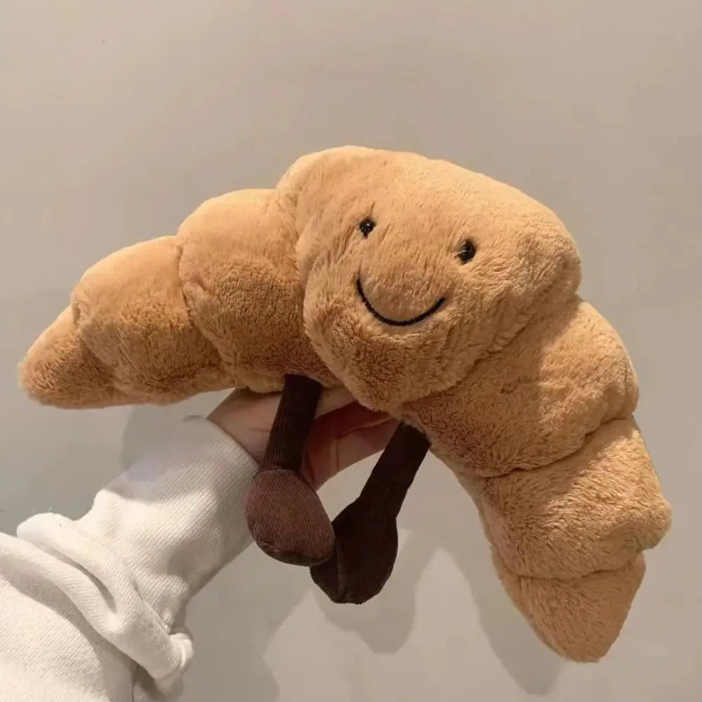 Cadeau Pop Croissant Knuffel | Lachend Brood Kussen | Schattige Pluchen Knuffelspeelgoed