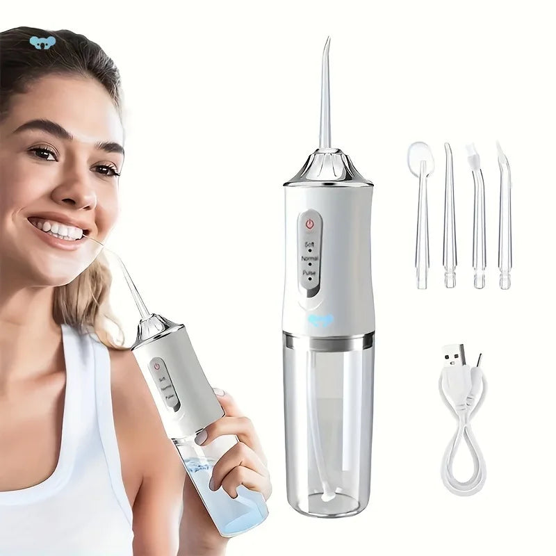 OraJet | Draagbare monddouche/waterflosser | Draagbare Monddouche Waterflosser USB Oplaadbaar – Tandenstoker met 4 Jet Tips, 220ml Tank, 3 Reinigingsmodi voor Gezond Tandvlees