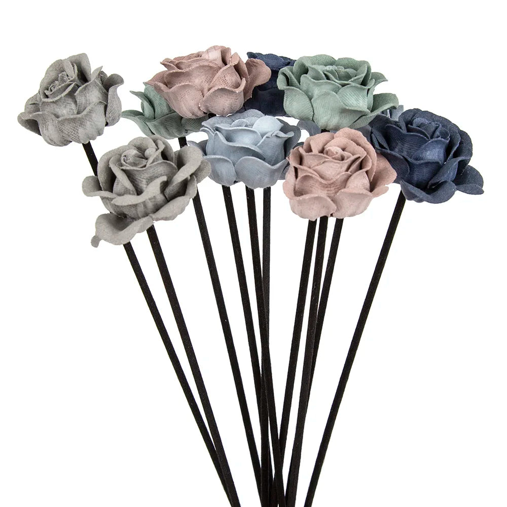 10x Fluwelen Bloemen Rattan Geurstokjes | Luxe Geurverspreiders | Sfeervolle Woondecoratie DIY