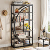 Oakford Industrieel Boekenrek 5-Laags 70.8 Inch Hoog | Boekenrek | Vintage Grijs Boekenkast met 8 Open Opslagvakken