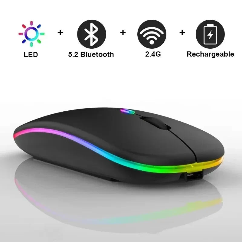 GameCore Draadloze Muis Oplaadbaar LED Backlight Dual Mode | Draadloze Muis | Bluetooth & 2.4GHz Ontvanger voor Laptop, PC & Gaming