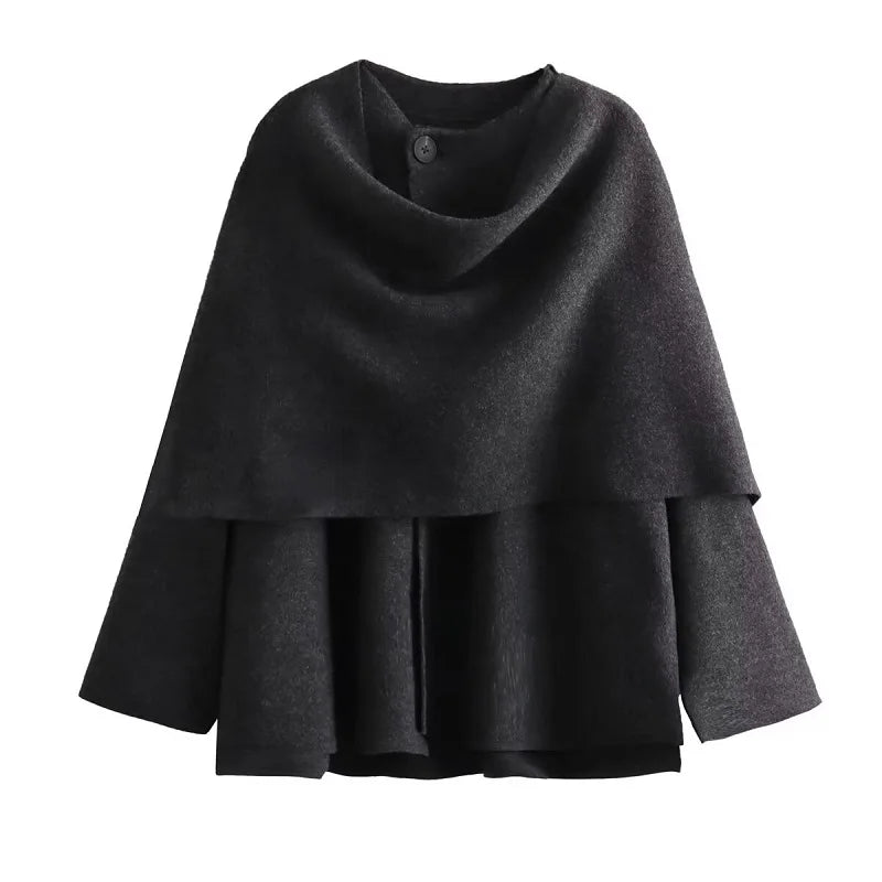 Visconte Dames Winterjas – Plush Gewatteerde Parka met Asymmetrische Sjaalkraag, Lange Mouwen, Warme Demi-Season Jas