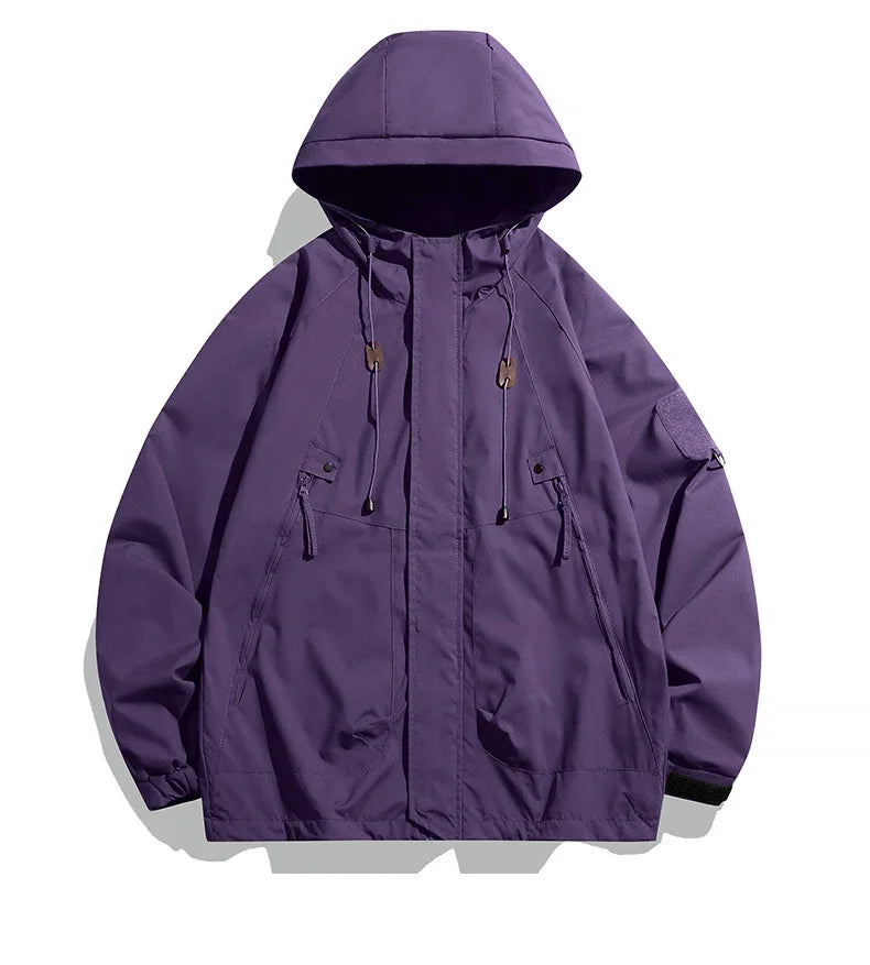 Visconte Heren Windbreaker – Waterdichte Cargo Hooded Jacket, Zwarte Outdoor Bomber, Lichtgewicht Softshell voor Hiking