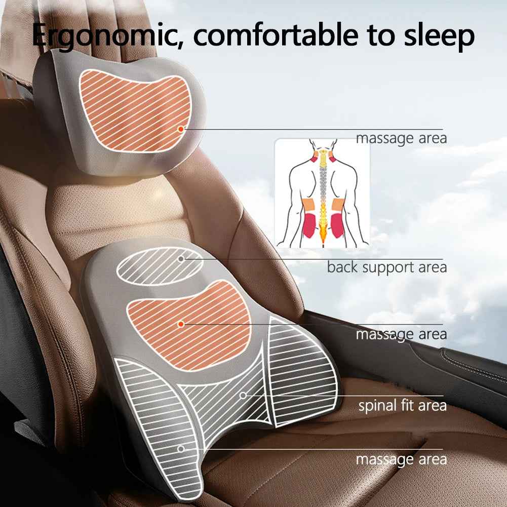 Ondersteunde kussens voor auto met massagefunctie | Verlicht nek en rug pijn tijdens het rijden - Eenvoudig te bevestigen - Verhoogt rijcomfort