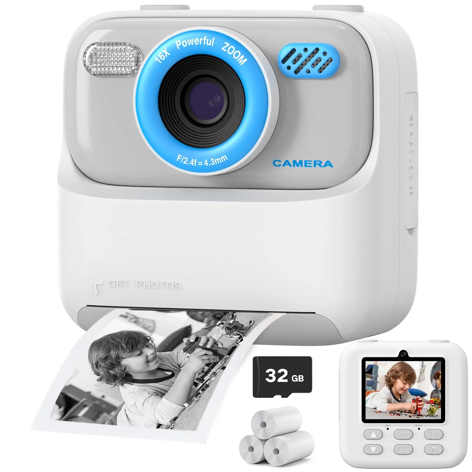 Kids Instant Camera - 1080P HD Selfie Digitale Camera Met 32G Print | Kerst- en Verjaardagscadeau