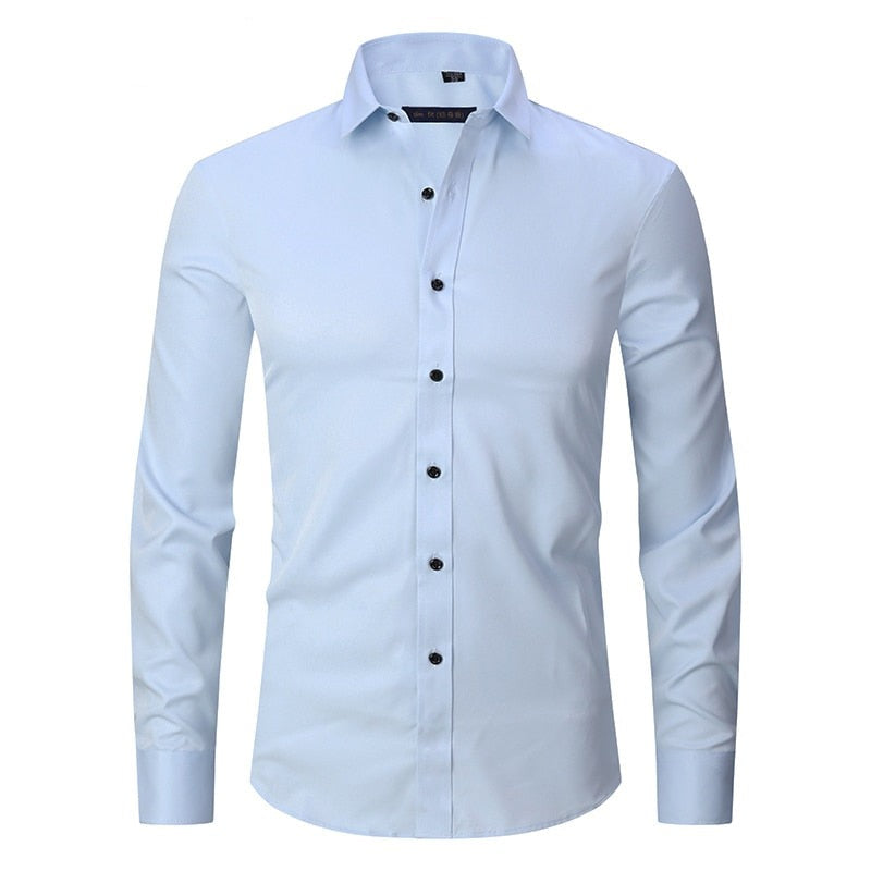 Ashford Heren Overhemd Slim Fit Anti-Kreuk - Strijkvrij Dress Shirt van Katoen, Bamboevezel en Stretch - Licht en Ademend, in 10 Kleuren