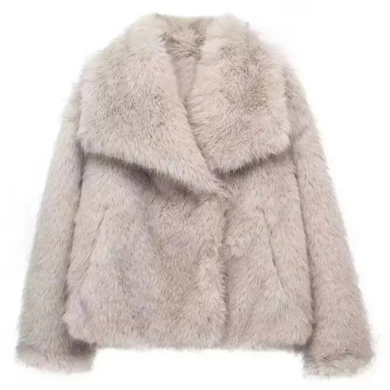 Visconte | Dames Wintermantel | Fluffy kunstbont jas, reverskraag, losse pasvorm, warme winterjas