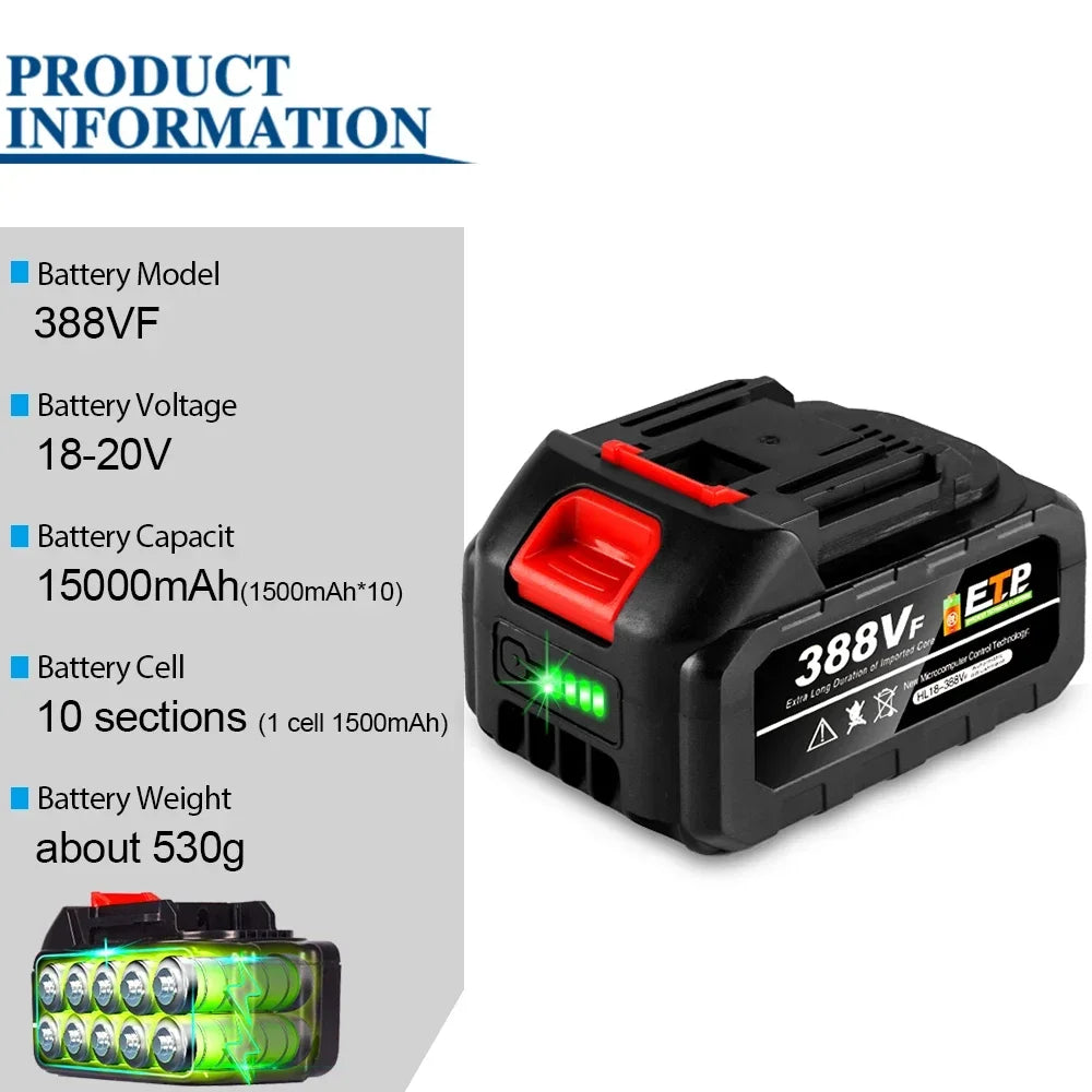 RechargePro 18-20V Lithium Accu Voor Makita 18V Gereedschap | Accu Batterij | Oplaadbare Accu Voor Kettingzaag, Boormachine & Slagmoersleutel