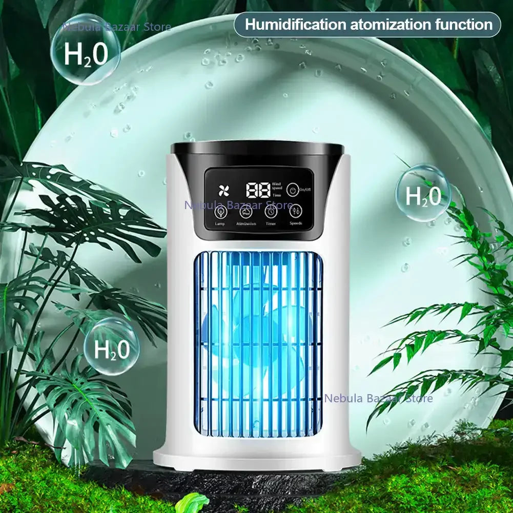 AirPure Mini – 3-in-1 Luchtkoeler met Luchtbevochtiger & Luchtreiniger – Draagbaar – USB – Stil – 300ml Watertank