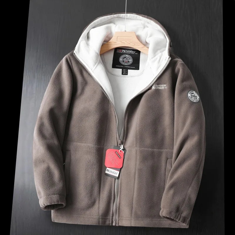 Visconte Heren Fleecejas – 2024 Thickened Wool Winterjack, Warme Modejas met Capuchon, Outdoor Ski & Cold-Weather Coat