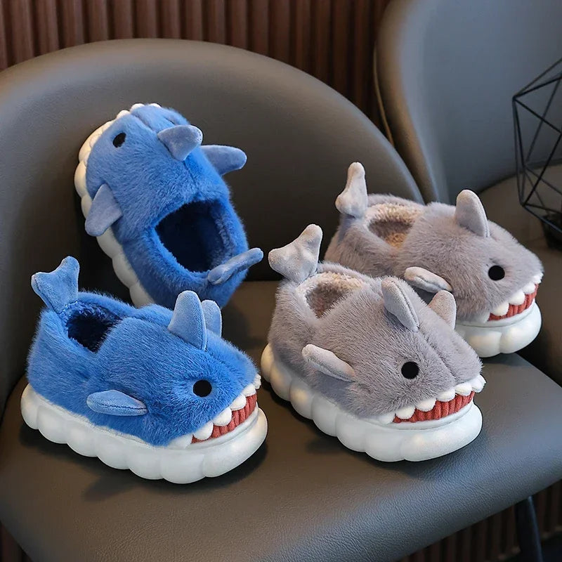 Cartoon Shark Pantoffels | Warme Huisschoenen Voor Jongens & Meisjes - Zachte Zool