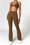 ELLIS | Flare Legging & Twist Crop Top Set - Ember Brown - Slimfit