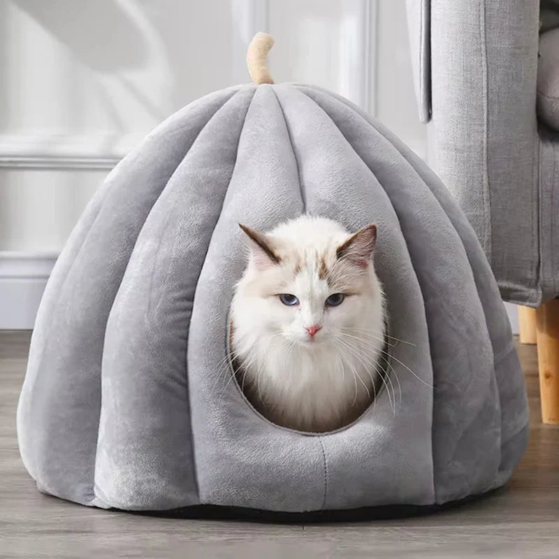 PumpkinPaws | Knus Gesloten Kattenbed voor de Winter